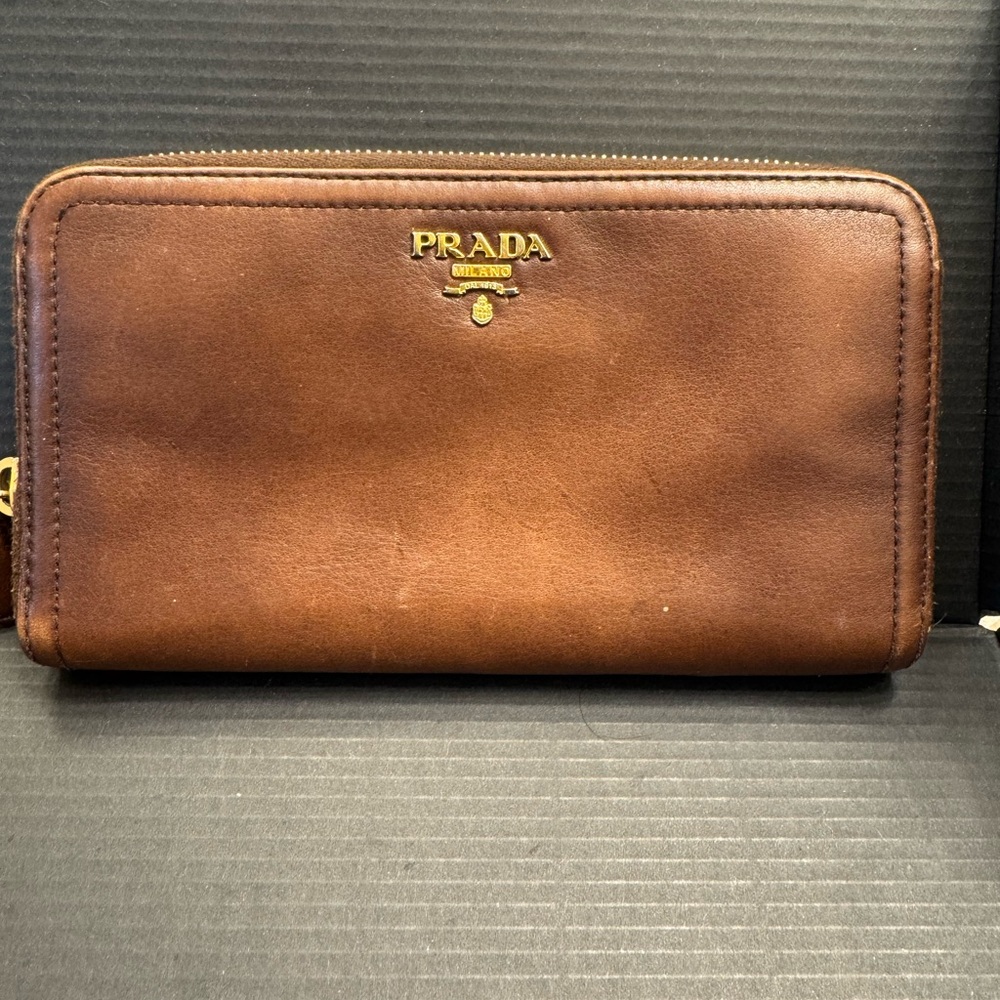 Prada Brown Leather Wallet Classic Design